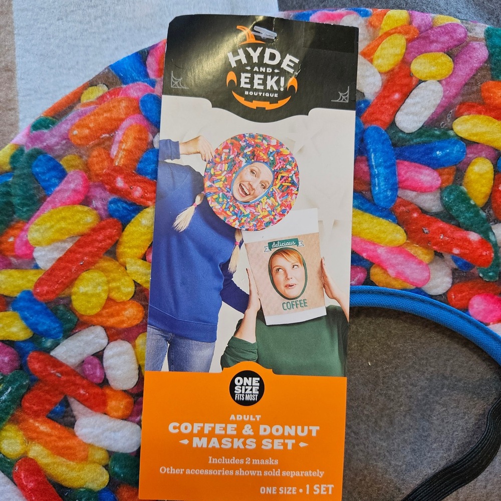 Hyde and Eek Boutique Adult Coffee Donut Masks‎ Set Costume Halloween One Size